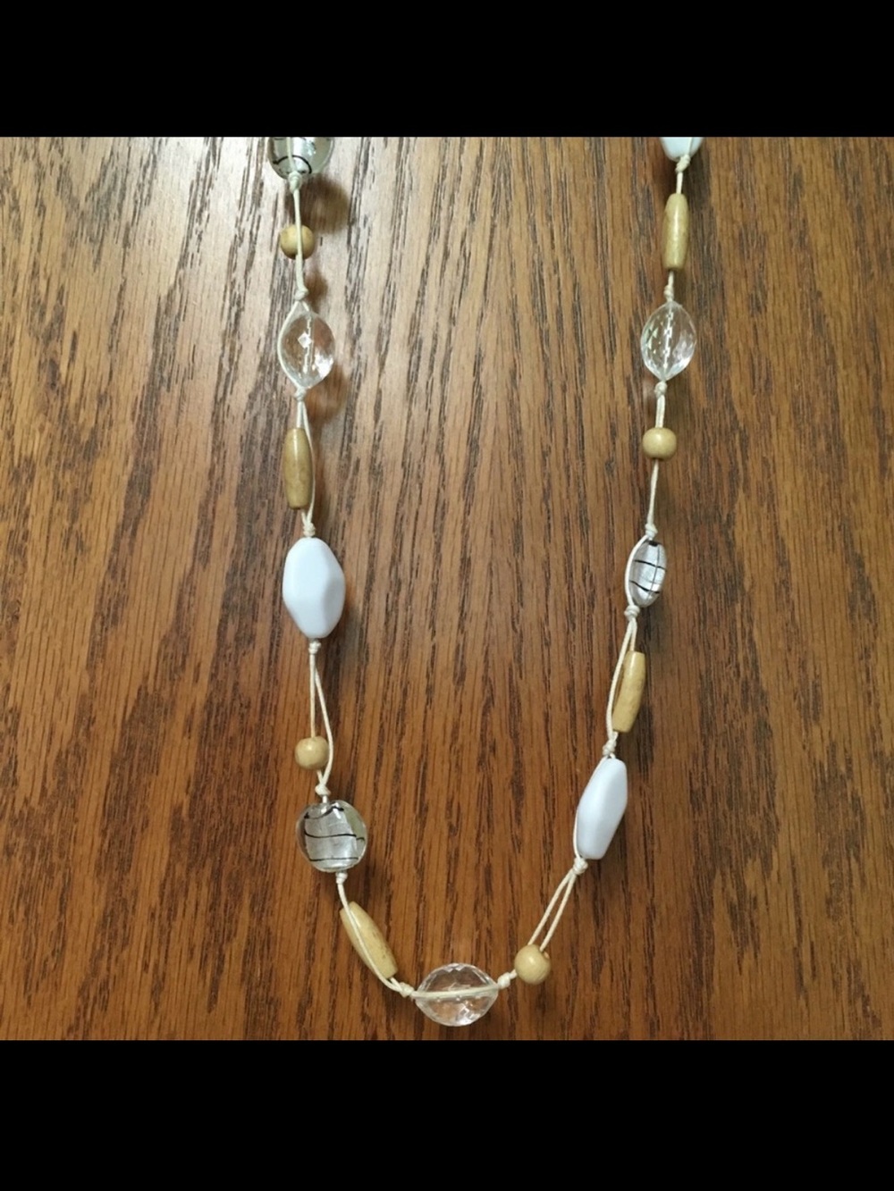 Handcrafted White and Wood Beaded Necklace - Women Jewelry